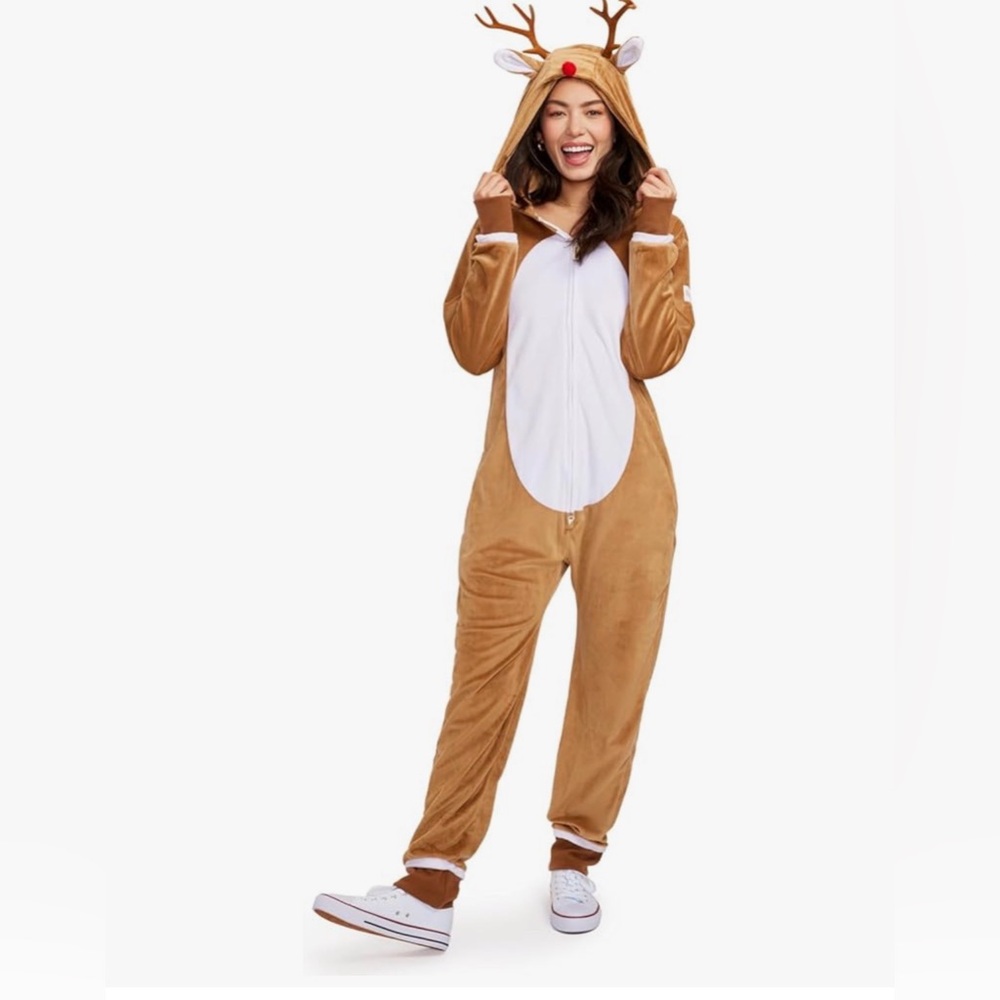 Tipsy Elves Brown Reindeer Jumpsuit - Unisex size L & XL NWT